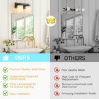 2 Light Modern Bathroom Light Fixtures Over Mirror, Black Vanity Lights for Bathroom Wall Sconces with Milky White Glass Shades, E26 Socket (Bulbs Not Included)