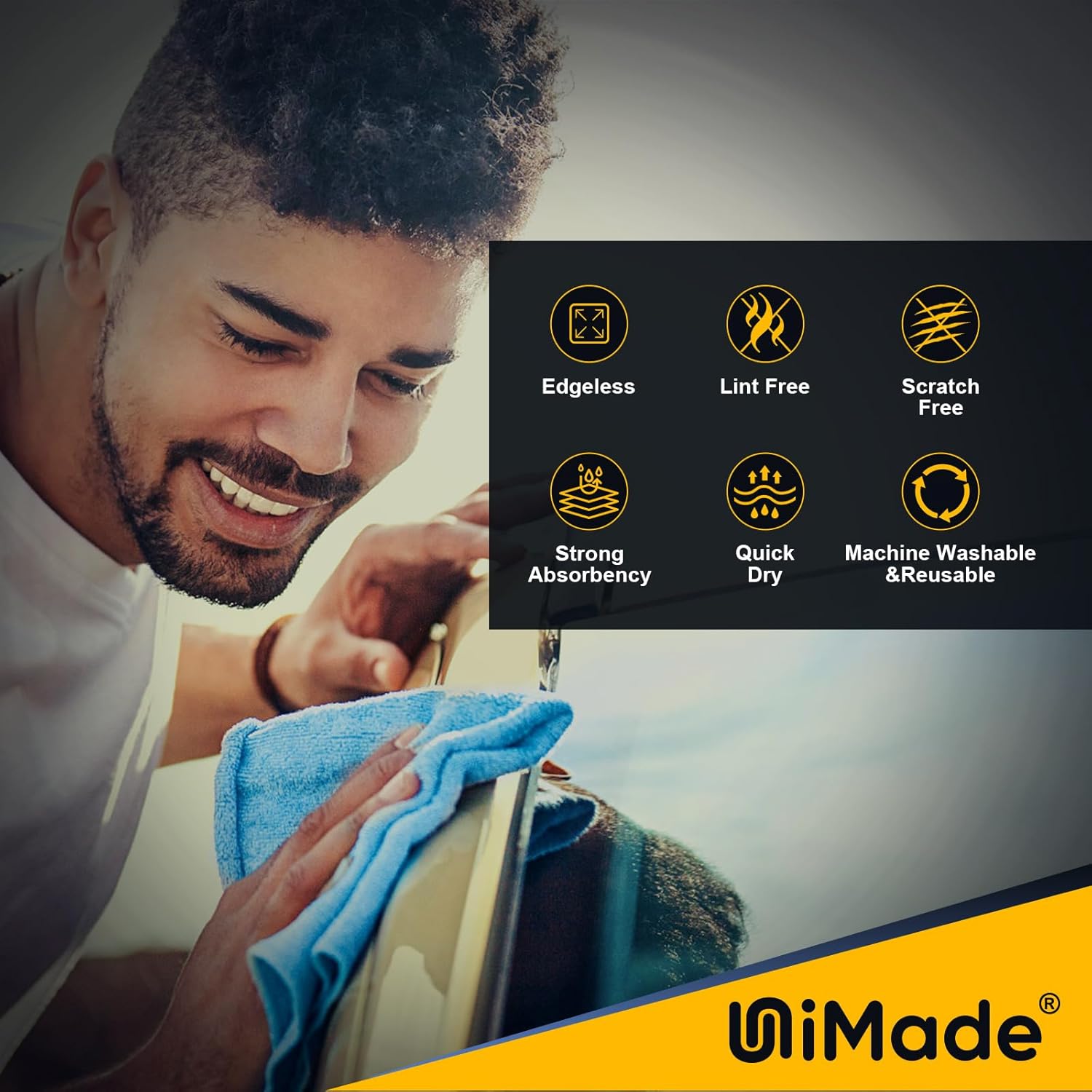 Shop Towels Rags, 150 Pack Reusable Shop Rags Bulk Microfiber Cleaning Cloth Lint Free Cleaning Towels for Car Kitchen Automotive Bar Mechanic Restaurant Garage, 11.5"x 11.5", Blue