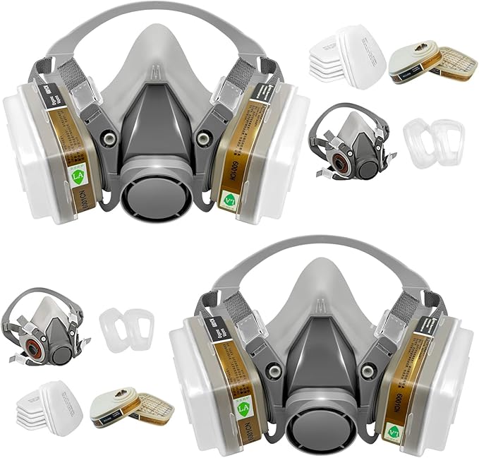 Respirator Mask with Filters, Reusable Half Face Respirator Mask for Asbestos, Resin, Fume, Dust, Welding, Painting