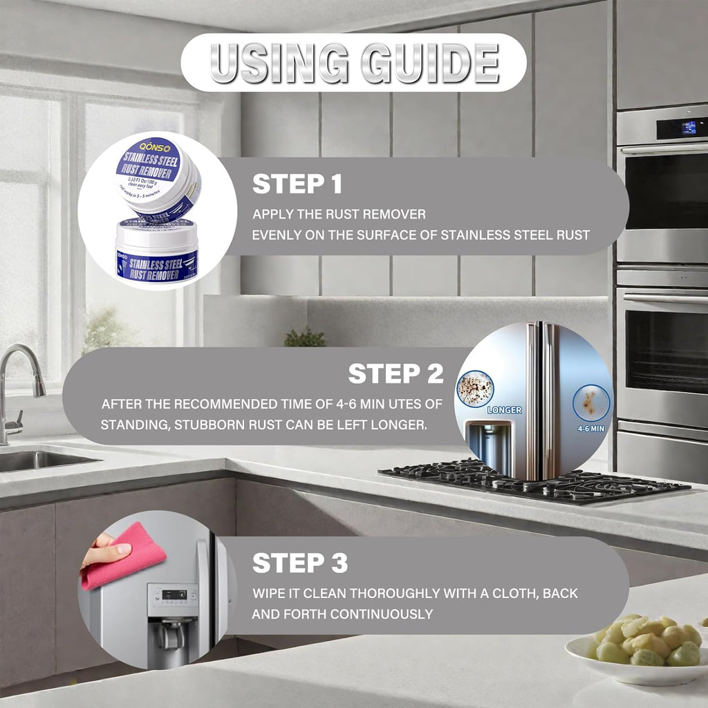 Rust Remover for Stainless Steel, Stainless Steel Rust Remover for Refrigerator,Table,Grill Stubborn Rust,Rust Spots, 1 Bottled, 3.5oz