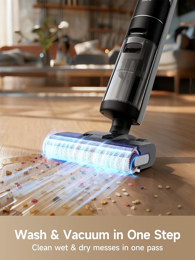 DREAME H12 PRO Vacuum Mop, Wet Dry Vacuum Cleaner for Hard Floor, Vacuum and Mop at The Same Time for Wet & Dry Messes, Auto Self-Cleaning, Edge to Edge Cleaning with Hot Air Drying