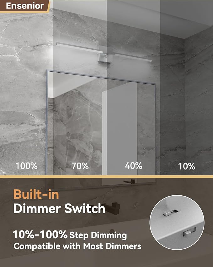 Ensenior Modern Bathroom Vanity Light 32 inch, Built-in Dimmer, 18.5W Dimmable 5CCT Led Bath Lights, Matte Grey Bar Vanity Light for Bathroom Mirror Cabinets Bedroom-FCC Certificated