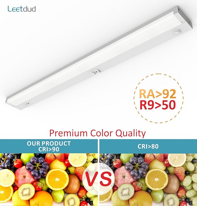 Under Cabinet Lighting Motion Sensor Hardwired, 32 Inch 16W Dimmable, 5 CCT 2700/3000/3500/4000/5000K, Eyes Care Design Linkable Under Counter Lights for Kitchen, Sink, ETL Listed, White