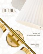 Bathroom Light Fixtures Brushed Gold, HWH 4 Light Vanity Lights Over Mirror, Modern Wall Lamp Bathroom Lighting with Frosted White Striped Glass, 5HZG97B-4W BG