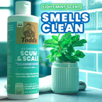 Uncle Todd's Scum & Scale Bathroom Cleaner Hard Water Stain & Soap Scum Remover – Bleach-Free, Heavy Duty Calcium Lime Rust Cleaner for Shower, Glass, Toilet, Tub & Sink – 16oz