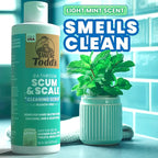 Uncle Todd's Scum & Scale Bathroom Cleaner Hard Water Stain & Soap Scum Remover – Bleach-Free, Heavy Duty Calcium Lime Rust Cleaner for Shower, Glass, Toilet, Tub & Sink – 16oz