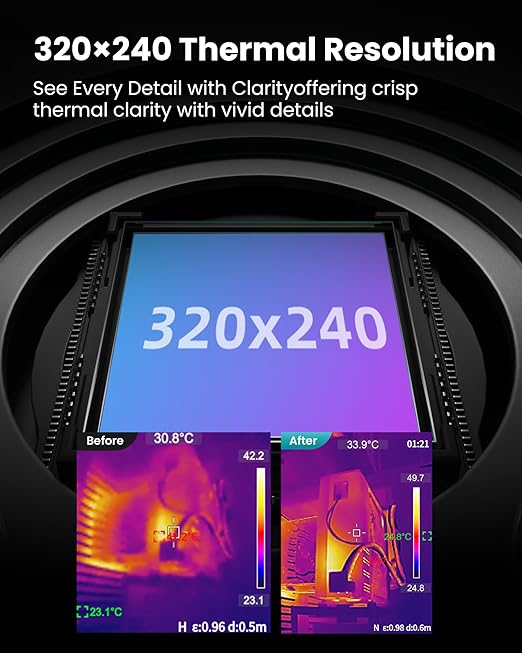 MiLESEEY TR20 Thermal Imaging Camera, 320 x 240 Resolution, 50Hz Refresh Rate, NETD ≤40mk, Portable Handheld Infrared Thermal Imaging Camera with Auto Hot/Cold Spot Tracking