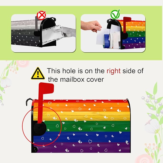 Rainbow Pride Mailbox Cover Magnetic Standard Size Gay Pride Mailbox Post Covers Heart Love LGBT Asexual LGBTQ Mailbox Wraps Waterproof Mailbox Decor for Outside Garden Yard 21x18 Inch