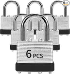 Padlocks with Same Key, LQYN 6 Pcs Laminated Keyed Padlock (1-9/16", 40mm), Keyed Alike Locks, Normal Shackle, for Storage Locker, Hasp Latch, Toolbox, Sheds