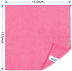 HOMEXCEL Pink Microfiber Cleaning Cloth, 8 Pack Cleaning Towels for Kitchen, Lint Free, Scratch-Free, Highly Absorbent, and Reusable Cleaning Rags for House, Window and Glass, Cars, 11.5 X11.5 inch