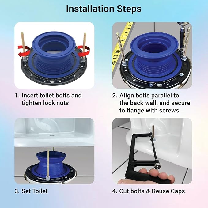 One N Done Toilet Flange Repair Kit - Toilet Kit For Low or Broken Toilet Flange. Toilet Wax Ring Replacement Kit W/Toilet Flange Extender Kit. No Wax Ring For Toilet Bowl Or Toilet Seal Required 3X