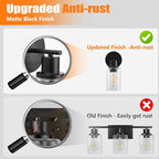 DLLT Wall Sconces Set of Two: Modern Bathroom Vanity Light Fixtures - Matte Black Vanity Lights with Clear Glass Shade - Farmhouse Wall Lamp for Bedroom Living Room Mirror Hallway Kitchen