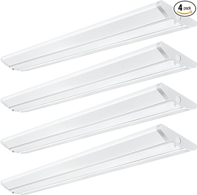 ANTLUX 4FT LED Wraparound Lights, Ultra Slim 4 Foot LED Shop Light, 50W, 5600LM, 5000K, No Glare, Crystal Wrap Around Office Light, 48” Compact Ceiling Lighting Fixture for Garage, Kitchen, 4 Pack