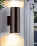 SHIMR Dusk to Dawn Porch Lights Outdoor 2 Pack, Modern Outdoor Lights for House with LED Bulbs, Oil Rubbed Bronze Cylinder Outside Light Fixture Aluminum Outdoor Sconce Exterior Lighting [ETL Listed]