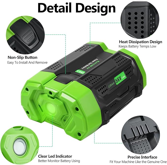 Replacement for EGO 56V Batttery 5.0Ah BA2800 BA2800T BA4200 BA1400 BAT1400T BA5600T Compatible with EGO 56V Power Tools Lawn Mower, Leaf Blower, Chainsaw