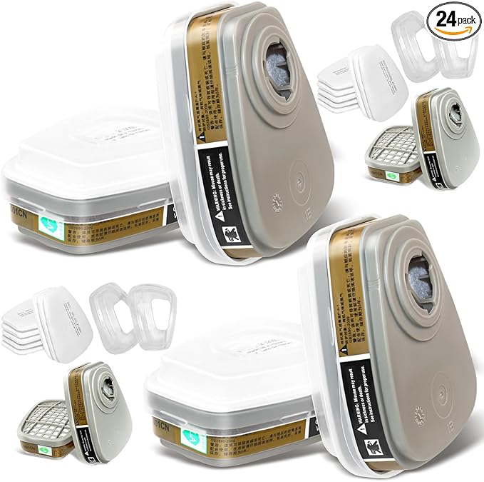 Respirator Cartridge/Filter, 6001 Filter Cartridges Installed on 6200, 6800 Respirator Body, Use for Asbestos, Resin, Paint, Dust, Welding