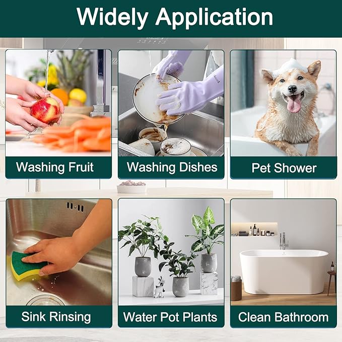 Kitchen Faucet Hose Sprayer Attachment for Tub & Sink, Black Stainless Steel Hose, Water Saving Aerator & 3-way Diverter Valve