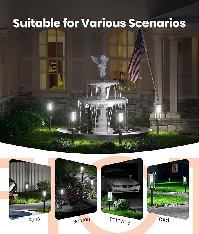 Solar Pathway Lights Outdoor Powered Waterproof 8 Pack Upgraded Solar Walkway Landscape Lighting Outside Driveway Light,Auto Dusk to Dawn On/Off for Yard Lawn Patio Decor (Cool White)