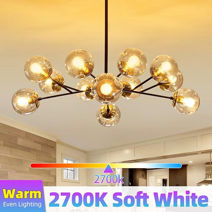 Dimmable G16.5 Light Bulb 2700K Warm White, 4W, 40 watt Equivalent, E26 LED Globe Bulb, Round Edison Bulbs for Ceiling Fan, Chandeliers, 90+CRI 400LM, 6 Pack