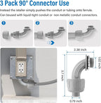 3/4-Inch Electrical Conduit Connector Kit,8-Pack Nonmetallic Plastic Liquid Tight Connector with 5 Straight,3 90 Degree Angle Fittings