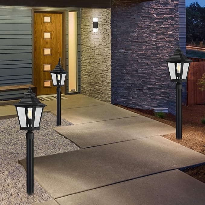 Large Outdoor Post Light Fixtures 21'' Lamp Post Light Fixture Black Finish Waterproof Anti-Rust Aluminum Pillar Outside Lighting for Walkway, Driveway, Patio, Porch