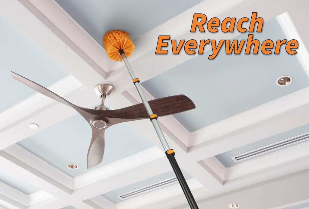 4-13 ft Cobweb Duster with Extension Pole // 20 Foot High Reach Spider Web Cleaner Cobweb Brush for Outdoor & Indoor Web Cleaning // Lightweight & Sturdy Telescopic Pole // The Ultimate Dusting Kit