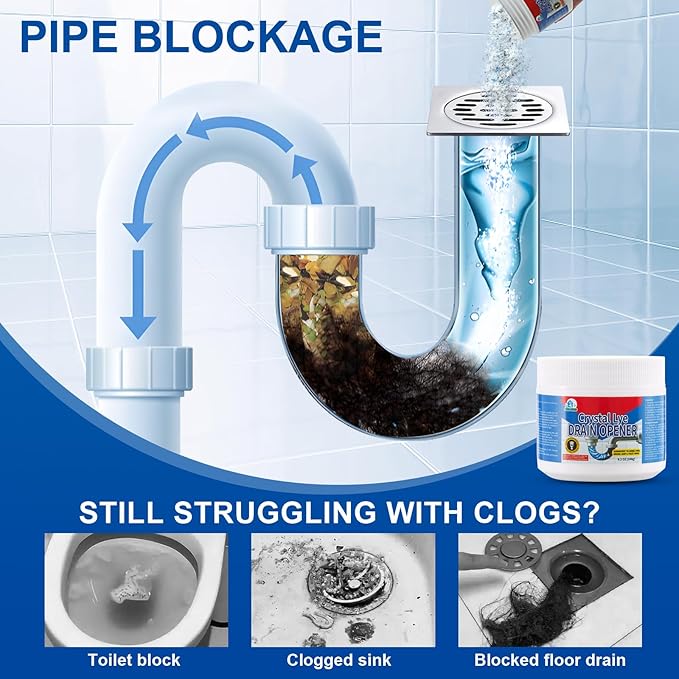 BELL BIRD Drain Opener,Powerful Unclogging,Crystal lye, Sodium hydroxide, Unclog drains, Bathroom sinks, Kitchen sinks, Shower pipes (3 PSC, Gram, 780)