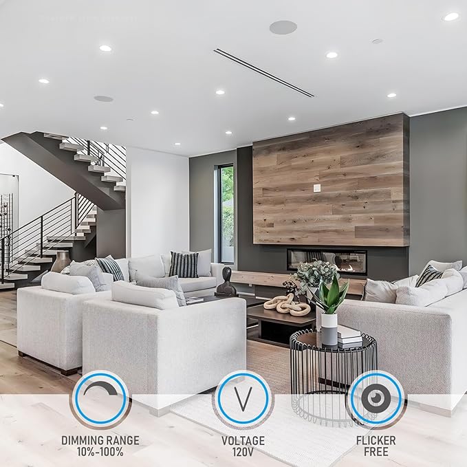 TORCHSTAR Premium Series 4 Inch Ultra-Thin LED Recessed Light with Junction Box, 10.5W Dimmable LED Canless Recessed Ceiling Lights Slim, ETL & ES Listed, CRI90, 5000K Daylight, White, Pack of 6