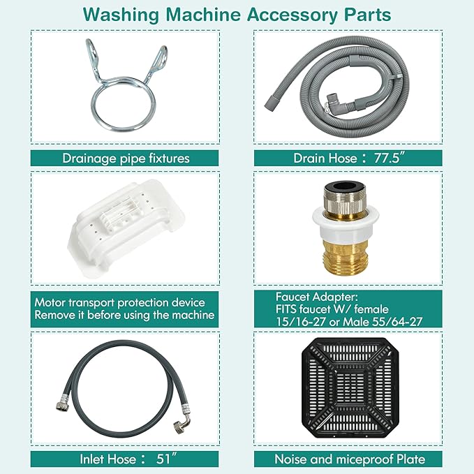 COSTWAY Portable Washing Machine, 8 Lbs Capacity, Built-in Drain Pump, Compact Laundry Washer with 6 Programs, 6 Water Levels, Child Lock, Full-Automatic washer for RV, Dorm, Apartment, Green