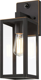 GRUENLICH Dusk to Dawn Large Outdoor Wall Lantern, PIR Motion Sensor Wall Sconce, E26 Base Max 60W, Metal Housing Plus Glass, Oil Rubbed Bronze Finish, Bulb Not Included, 1-Pack