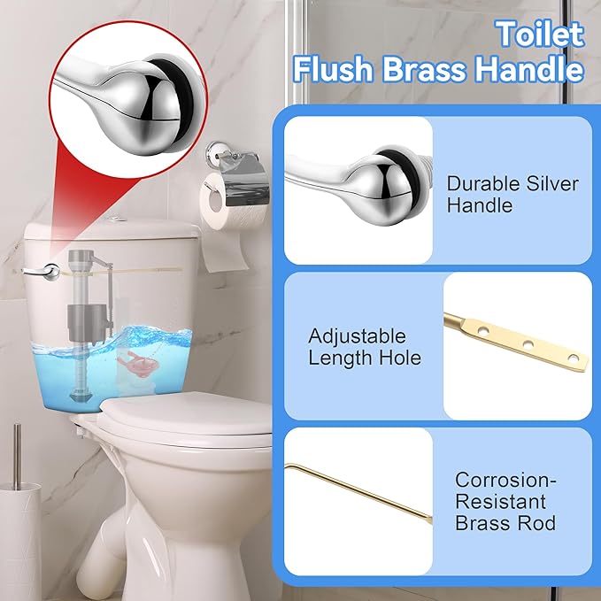 Saillong 3 Inch Universal Toilet Tank Replacement Kit, Toilet Flusher Fill Valve with Low Flow Flapper Repair Kit, Side Mount Flush Brass Handle, Adjustable Water Level, Easy to Install(Red)