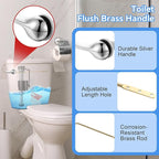 Saillong 3 Inch Universal Toilet Tank Replacement Kit, Toilet Flusher Fill Valve with Low Flow Flapper Repair Kit, Side Mount Flush Brass Handle, Adjustable Water Level, Easy to Install(Red)