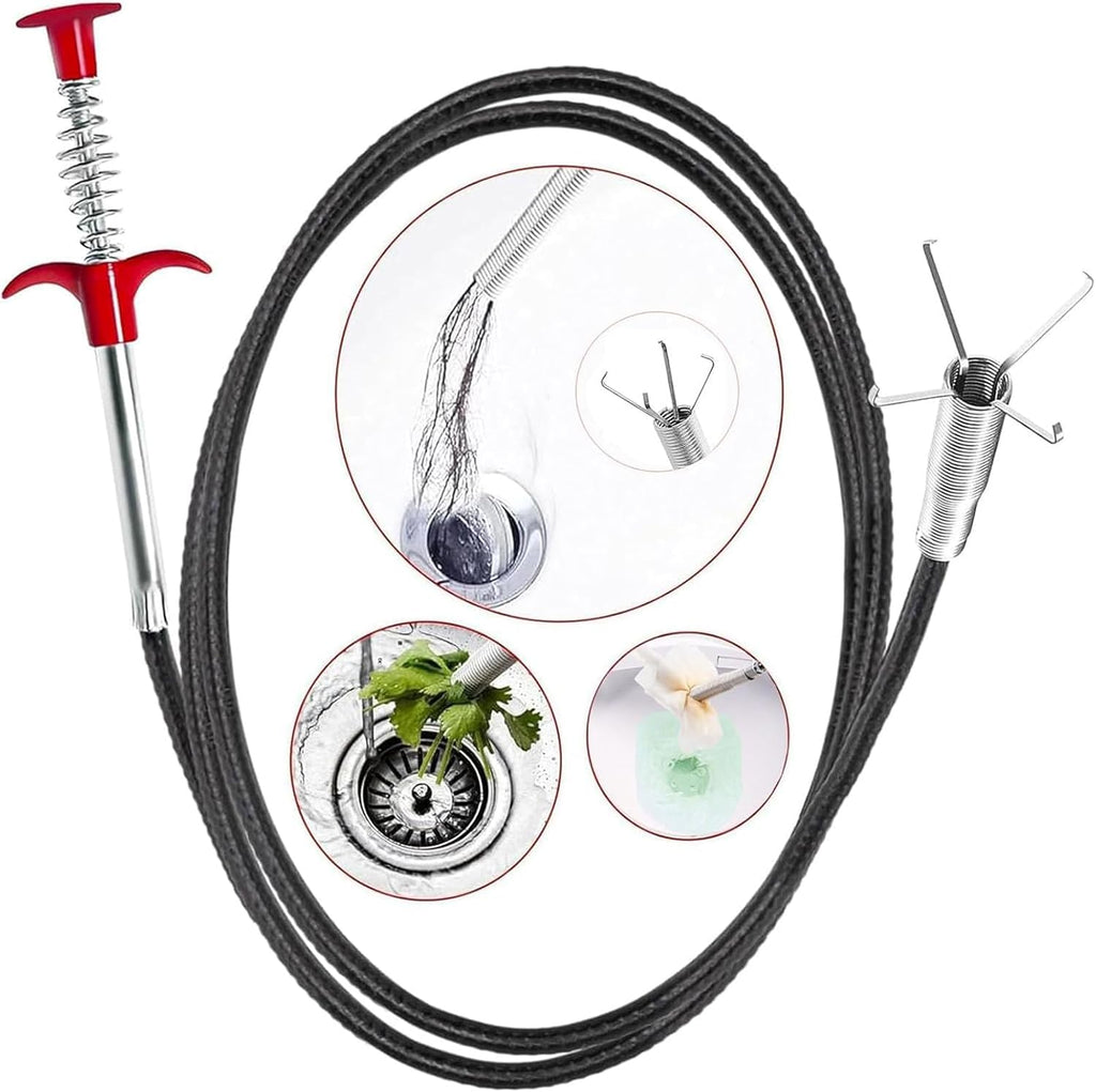 116 inch Drain Snake Grabber Claw Pickup Tool Drain Hair Remover Tool Sewer Cleaner Hook Long Grabber Drain Tool Home Sink And Toilet Drain Cleaner Tool