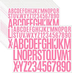 10 Sheets 780 Pcs Vinyl Letter & Number Stickers - Waterproof, Self-Adhesive Alphabet for Mailbox, Door, Windows, Cars, Boats, Address (Pink, 1in&2in)