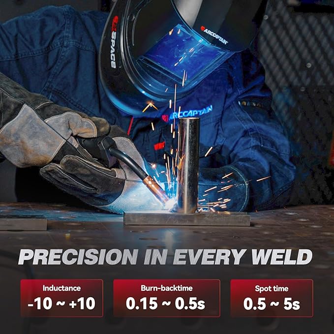 ARCCAPTAIN iControl MIG205 Pro MIG Welder 205A 120V 240V Gas MIG/Gasless Flux MIG/MMA Stick/Lift TIG/Spot Welding/Spool Gun Aluminum Welding Machine, 6 in 1 Professional Welder Machine, APP Control