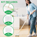Sweeper 2-in-1 Dry + Wet Cleaning Tool,Professional Floor Mopping and Sweeping Kit Includes 1 Sweeper,40 Dry Sweeping Cloths,6 Wet Mopping Cloths