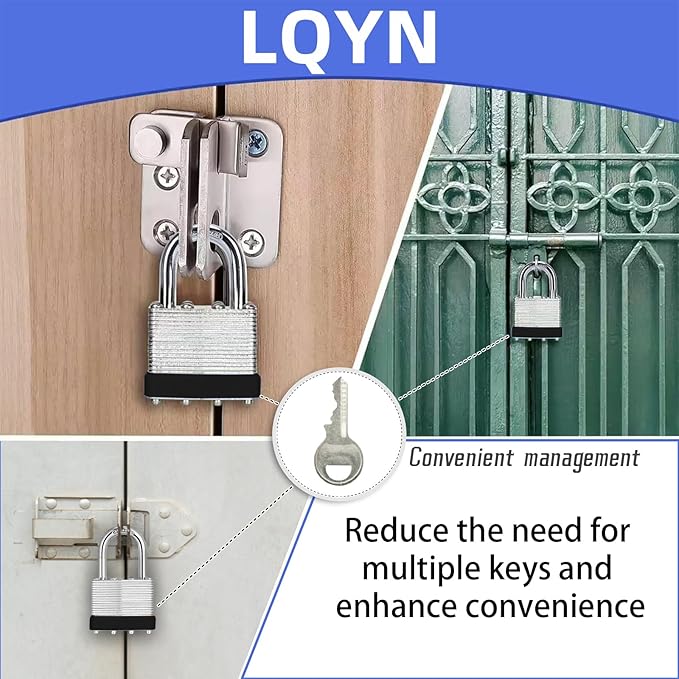 Padlocks with Same Key, LQYN 12 Pcs Laminated Keyed Padlock (1-9/16", 40mm), Keyed Alike Locks, Normal Shackle, for Storage Locker, Hasp Latch, Toolbox, Sheds