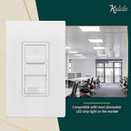 TOPGREENER Kalide 0-10V Dimmer Light Switch, LED Dimmer Switch, Low Voltage Dimmer, 3-Way or Single Pole, 120VAC 60Hz, 120VAC 10A/ 277VAC 5A LED, TGSDS-010-W, White