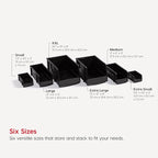 IRIS USA Small Stackable Storage Bins, 8-Pack, 7.5 x 4.5 x 3 inch, |Made in USA|, Plastic Open Front Shelf Bin for Organizing Parts, Hardware, Tools, Supplies, Garage Shelf, Pantry - Black