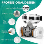 TRQWH Dust Goggles Reusable Respirator Mask with Filters for Polishing, Spraying, Dust, Construction Work, Woodworking and More
