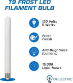 OHLECTRIC T9 LED Tubular Bulbs (1-Pack) 5W (40W Equivalent) 11" Frosted Tubular Bulb 400 Lumens, 3000K Soft White, E26 Medium Base, Dimmable, Wet Rated, Filament Style, Replacement for Bulbrite 776728