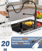 APPASO Bronze Kitchen Faucet with Soap Dispenser, ORB Pull Down Kitchen Sink Faucet, SUS304 Stainless Steel Single Handle High Arc Spring Faucet, Oil Rubbed Bronze