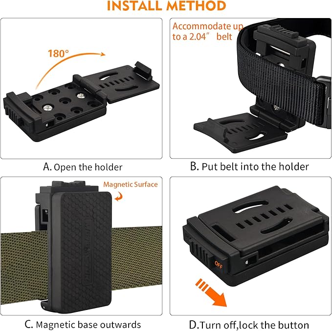 MUTUACTOR 1 PCS Magnetic Tool Belt Clip,Anti-Slip Heavy-Duty Magnetic Mount Tool Belt Holster,Quickly Access Rubber Coated Magnetic Belt Clip for Organizing Screwdrivers Hammers Wrenchs