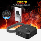 10FT Surge Protector Power Strip, Braided Extension Cord, 8 Outlets 4 USB Ports(2 USB C), Flat Plug Power Strip, USB Desktop Charging Station for Office School Travel Dorm Room Essentials