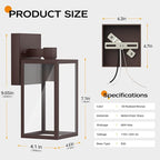 Oil Rubbed Bronze Outdoor Front Porch Light Fixture Wall Mount, LED Exterior lighting fixtures, Waterproof Wall Sconce Lantern Lamp, Outside Coach Lights for House, Patio, Garage, Doorway, Entryway