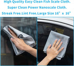 Streak Free Miracle Cleaning Cloths Easy Clean Nanoscale,Fish Scale Microfiber Window Mirror Glass Car Stainless Steel Cleaning,Lint Free Dish cloth Wine Glass Polishing Towel,Reusable,Pack 6,Blue