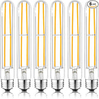 7.3 Inch E26 Led Bulb 6W Dimmable, 2700k Soft White Edison Bulbs 800LM, Equal 80 Watt Tubular T10 T9 Long Clear Glass Light Bulb for Rustic Pendant Pipe Wall Sconces Chandeliers - 6Pack