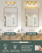 3-Light Bathroom Light Fixtures, Brushed Gold Vanity Light with Cylinder Clear Glass Shade, Modern Vanity Lighting Fixtures Over Mirror, VL143-BG-3