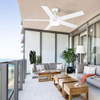 52 inch White Ceiling Fans with Lights and Remote, Reversible 5 Blades Modern Ceiling Fan for Bedroom, Living Room, Dining Room, LED 3 CCT 6-Speed Noiseless, ETL Listed