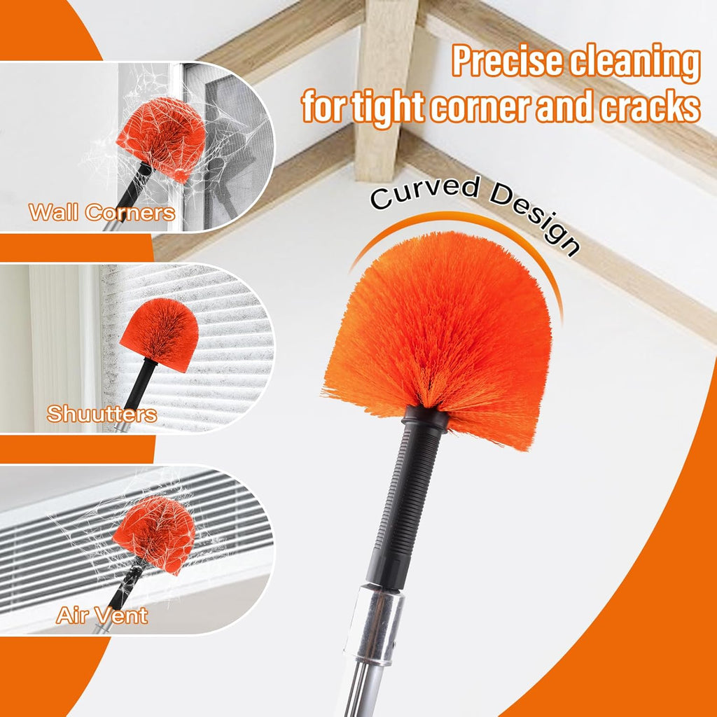 26 FT Cobweb Duster with Extension Pole,Spider Web Brush with Pole Extend 5-20FT,Spiderweb Cleaner with 4-Stage Telescopic Aluminum Pole,Spider Brush Cobweb for Outdoor & Indoor Cleaning